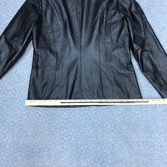 East 5th Jacket Womens Large Black Genuine Leather Zip Front Collared Lined - Picture 9 of 11
